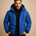 Men's Winter Jacket Hooded Puffer with Quilted Design and Multiple Zip Pockets - Image 1