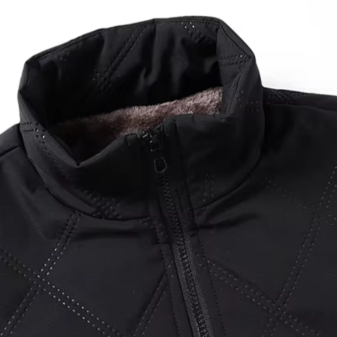Men's Winter Jacket with Diamond-Quilted Shell and Fleece Lining Stand Collar - Image 5