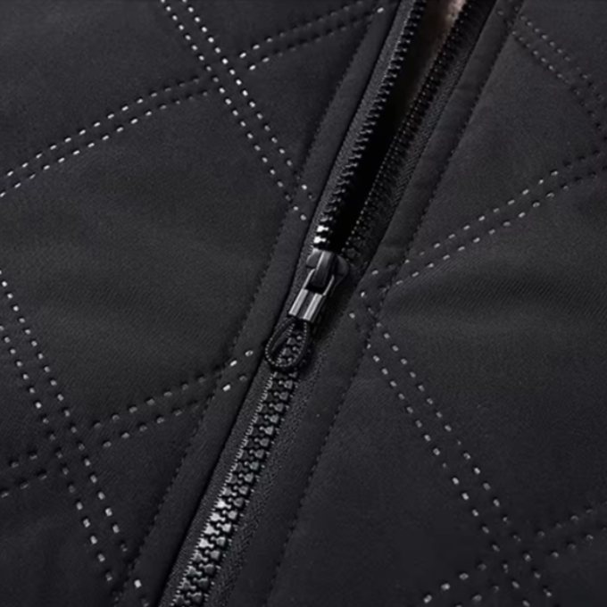 Men's Winter Jacket with Diamond-Quilted Shell and Fleece Lining Stand Collar - Image 7