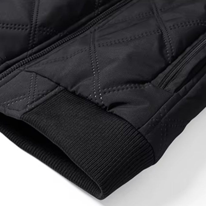 Men's Winter Jacket with Diamond-Quilted Shell and Fleece Lining Stand Collar - Image 9