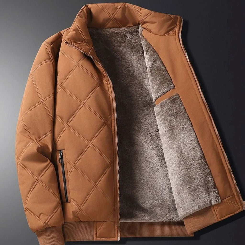 Men's Winter Jacket with Quilted Bomber Shell and Plush Fleece Lining - Image 1