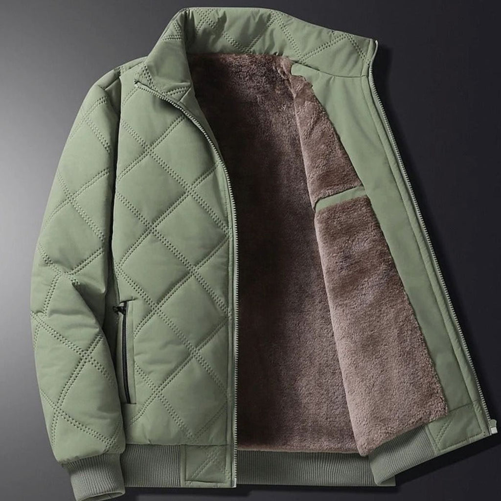 Men's Winter Jacket with Quilted Bomber Shell and Plush Fleece Lining - Image 11