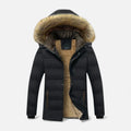 Men's Winter Jackets with Fleece Lining Faux Fur Hood and Puffer Quilting - Image 1