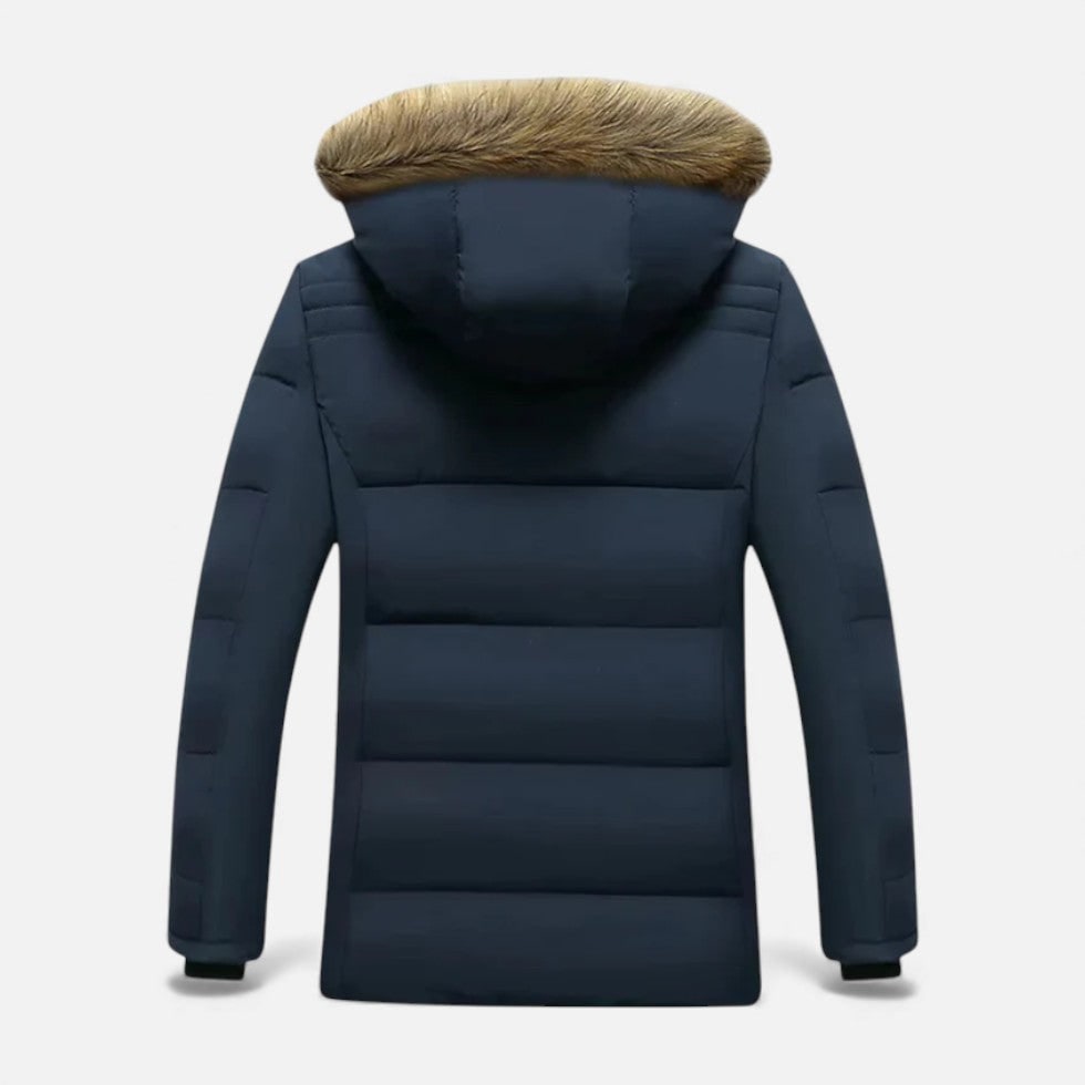 Men's Winter Jackets with Fleece Lining Faux Fur Hood and Puffer Quilting - Image 4