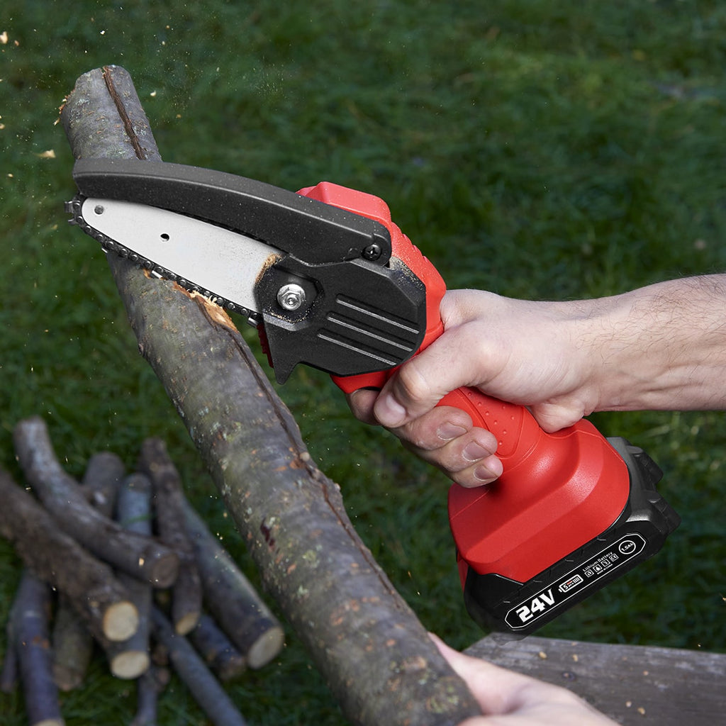 Mini Chainsaw Cordless Rechargeable Handheld Portable Outdoor Garden Tool Compact - Image 1