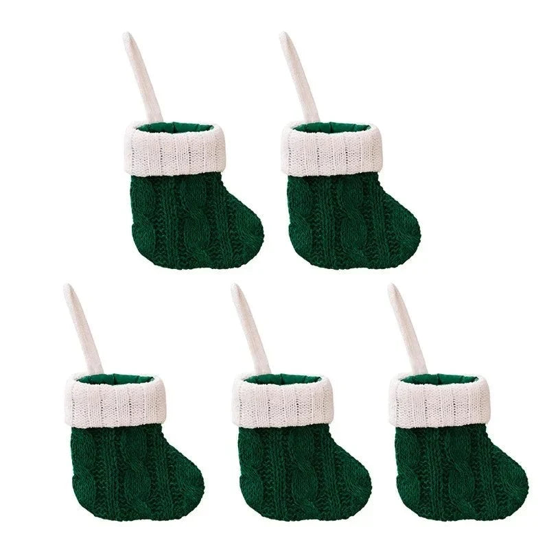 Mini Christmas Stockings with Cable Knit and Hanging Loop for Ornaments and Cutlery - Image 5