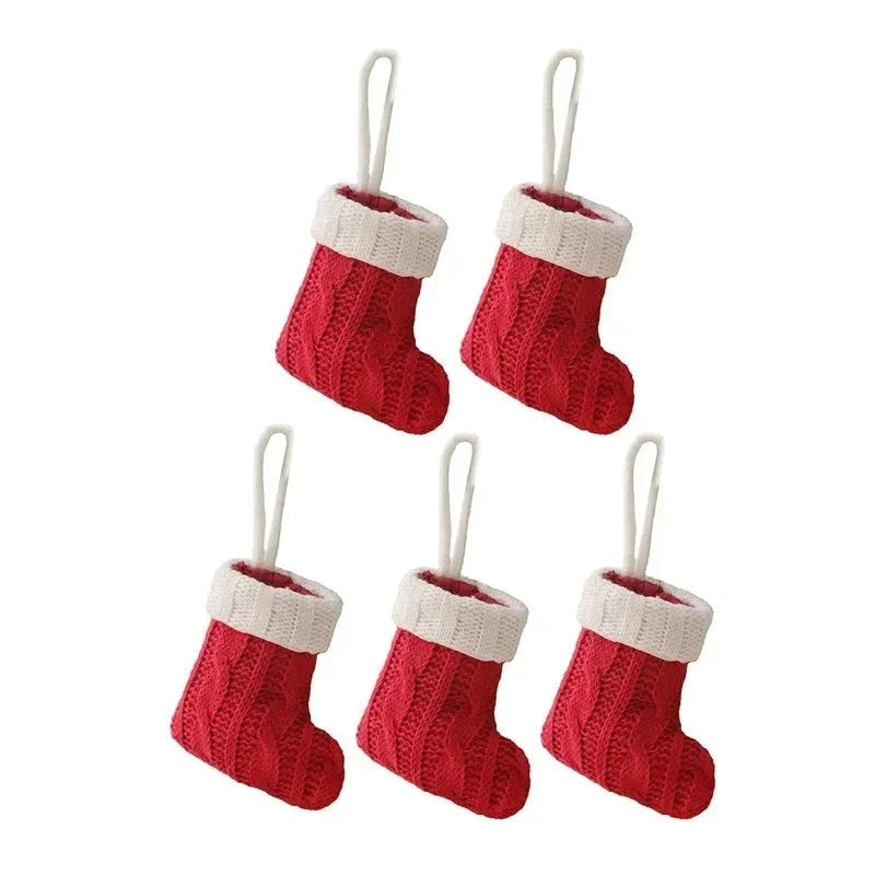 Mini Christmas Stockings with Cable Knit and Hanging Loop for Ornaments and Cutlery - Image 6