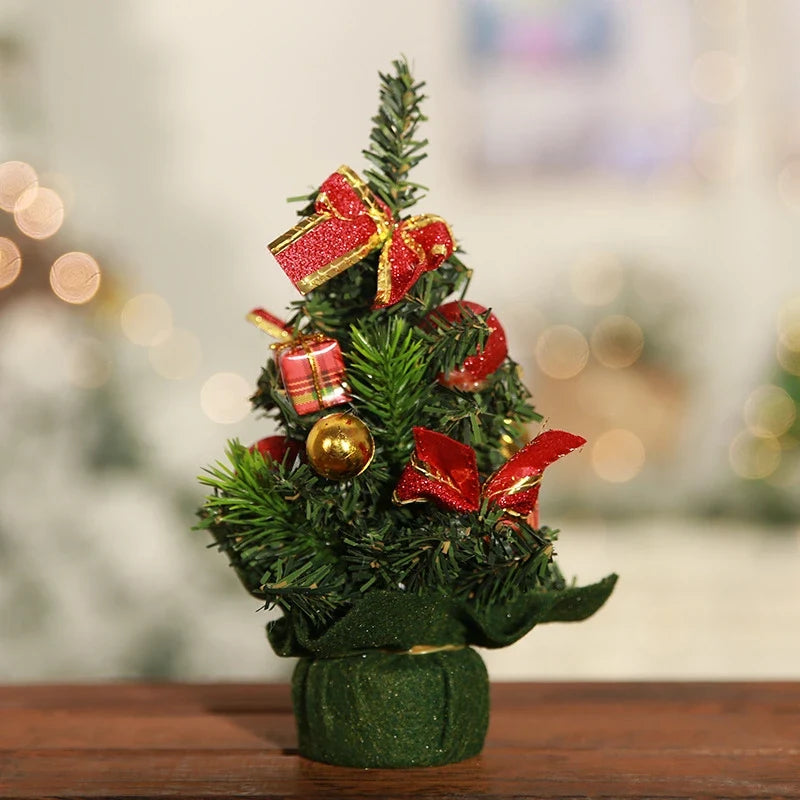 Mini Christmas Tree Tabletop Artificial with Decorative Poinsettia Baubles and Snow Beads - Image 10