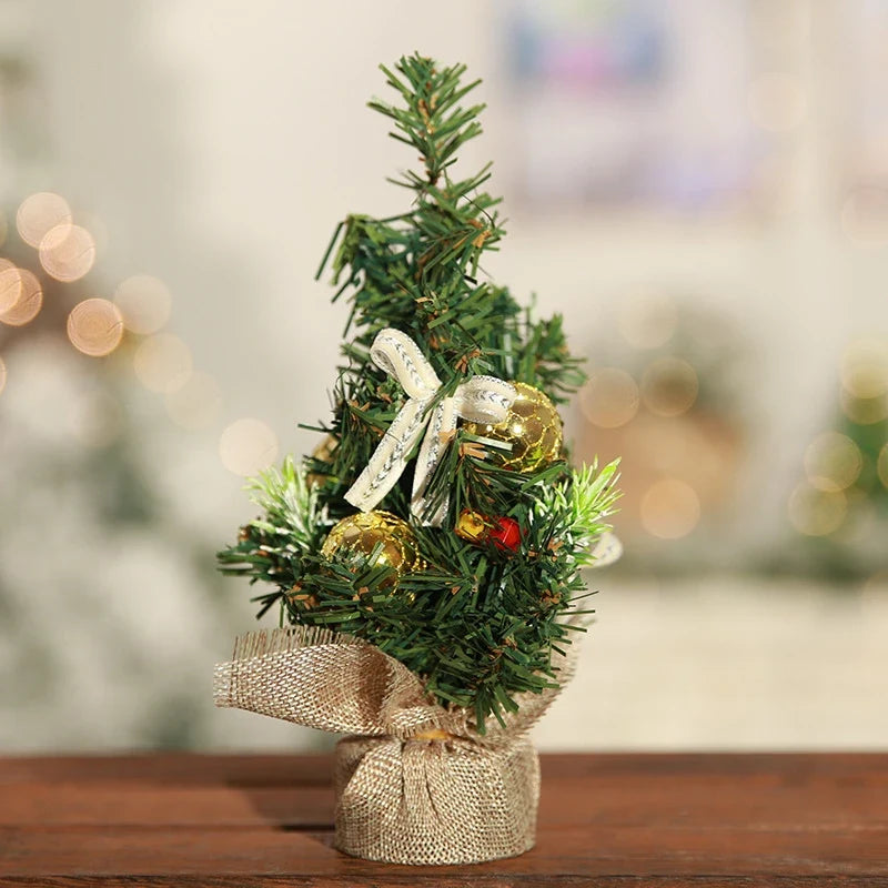 Mini Christmas Tree Tabletop Artificial with Decorative Poinsettia Baubles and Snow Beads - Image 7