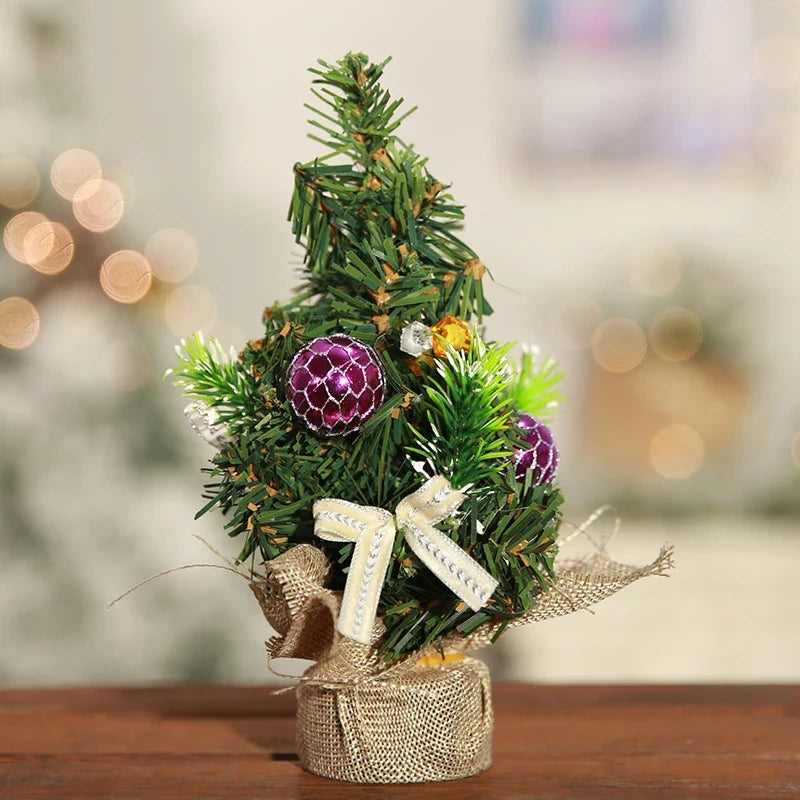 Mini Christmas Tree Tabletop Artificial with Decorative Poinsettia Baubles and Snow Beads - Image 8