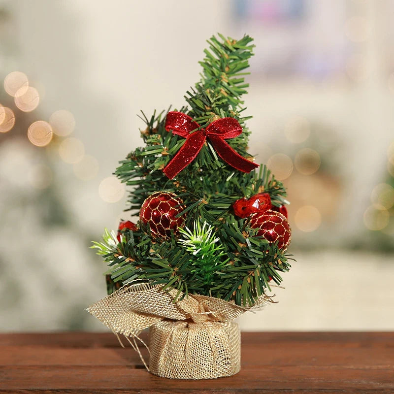 Mini Christmas Tree Tabletop Artificial with Decorative Poinsettia Baubles and Snow Beads - Image 9