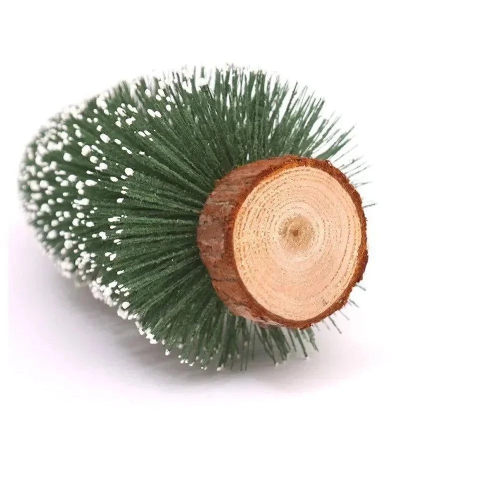 Mini Christmas Trees Bottle Brush with Frosted Snow Tips and Wooden Base - Image 8