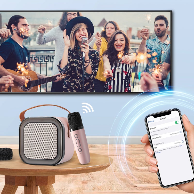 Mini Karaoke Machine with Wireless Microphones and Portable Bluetooth Speaker - Image 3