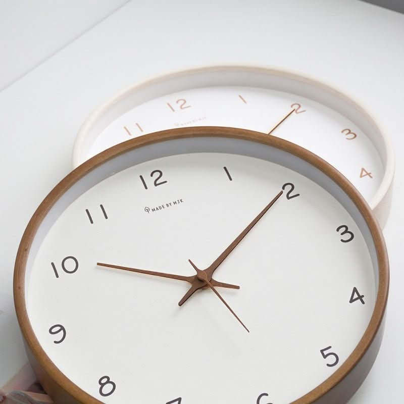 Minimalist Analog Wooden Wall Clock Silent Round Solid Wood 10 Inch - Image 3