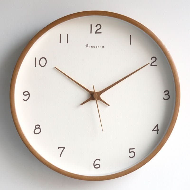 Minimalist Analog Wooden Wall Clock Silent Round Solid Wood 10 Inch - Image 4