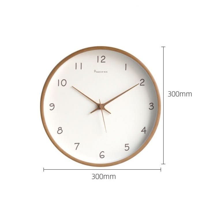 Minimalist Analog Wooden Wall Clock Silent Round Solid Wood 10 Inch - Image 9