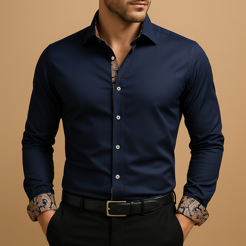 Men’s Modern Fit Long-Sleeve Shirt for Smart Casual and Office Looks