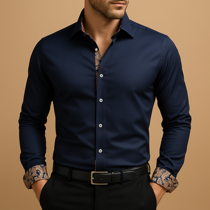 Men’s Modern Fit Long-Sleeve Shirt for Smart Casual and Office Looks