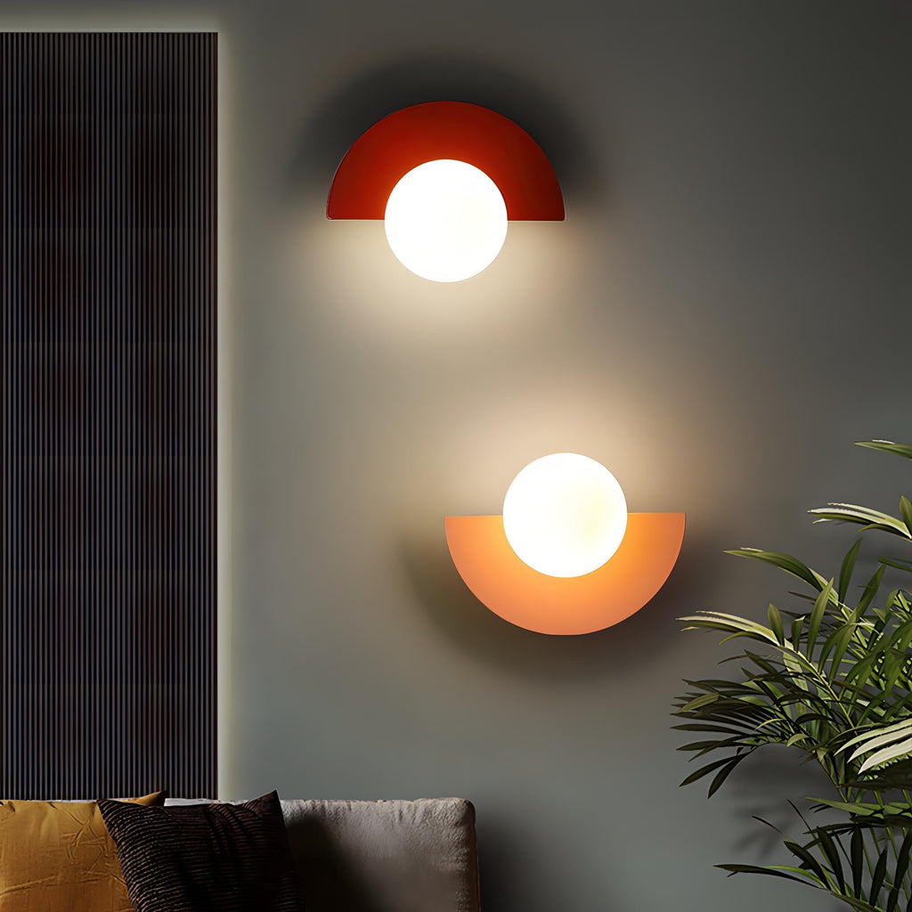 Modern Wall Light Sconce Frosted Globe Hardwired Semi Circle Scandinavian - Image 1