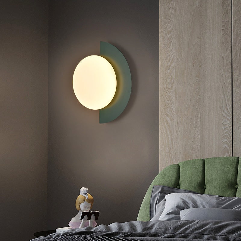 Modern Wall Light Sconce Frosted Globe Hardwired Semi Circle Scandinavian - Image 11