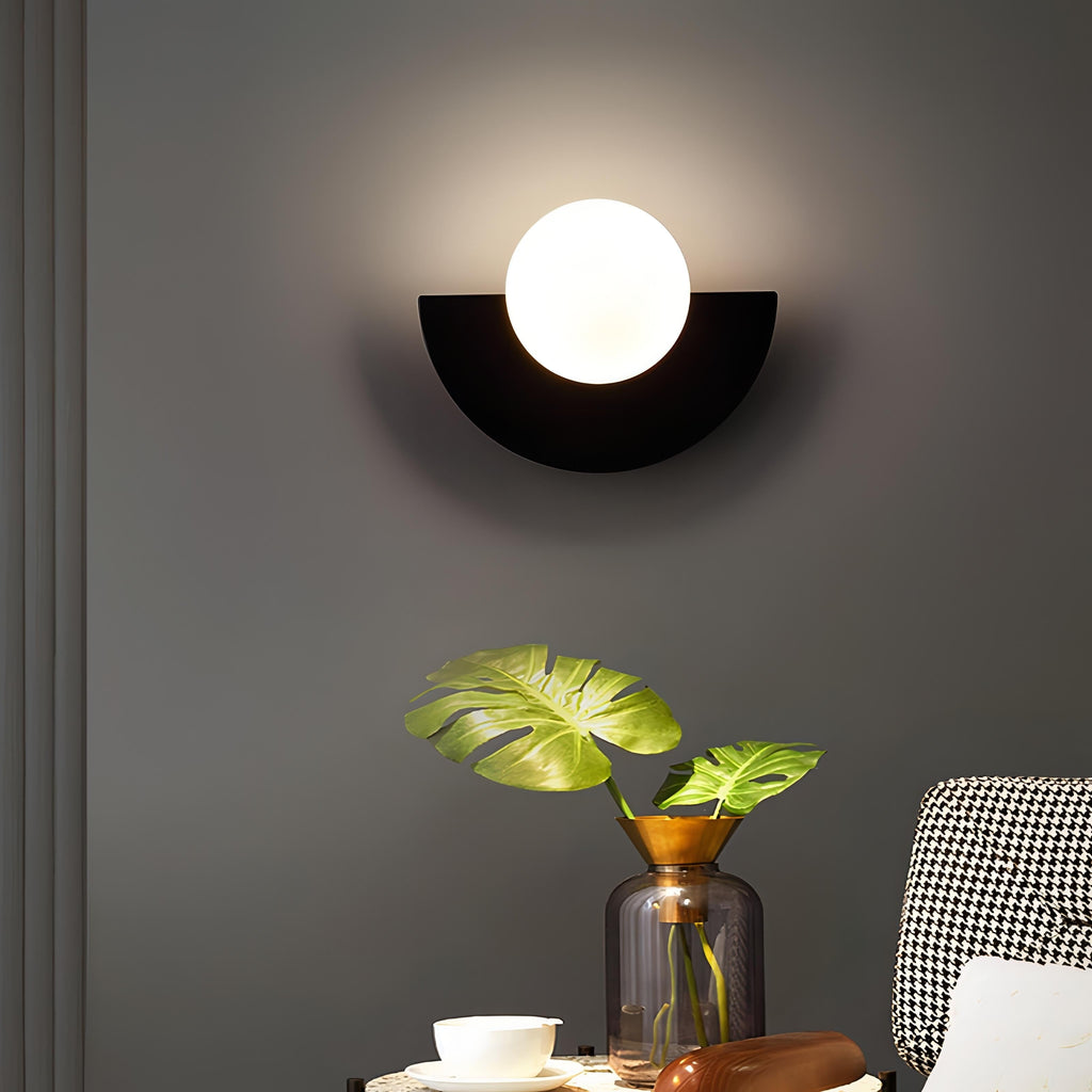 Modern Wall Light Sconce Frosted Globe Hardwired Semi Circle Scandinavian - Image 2