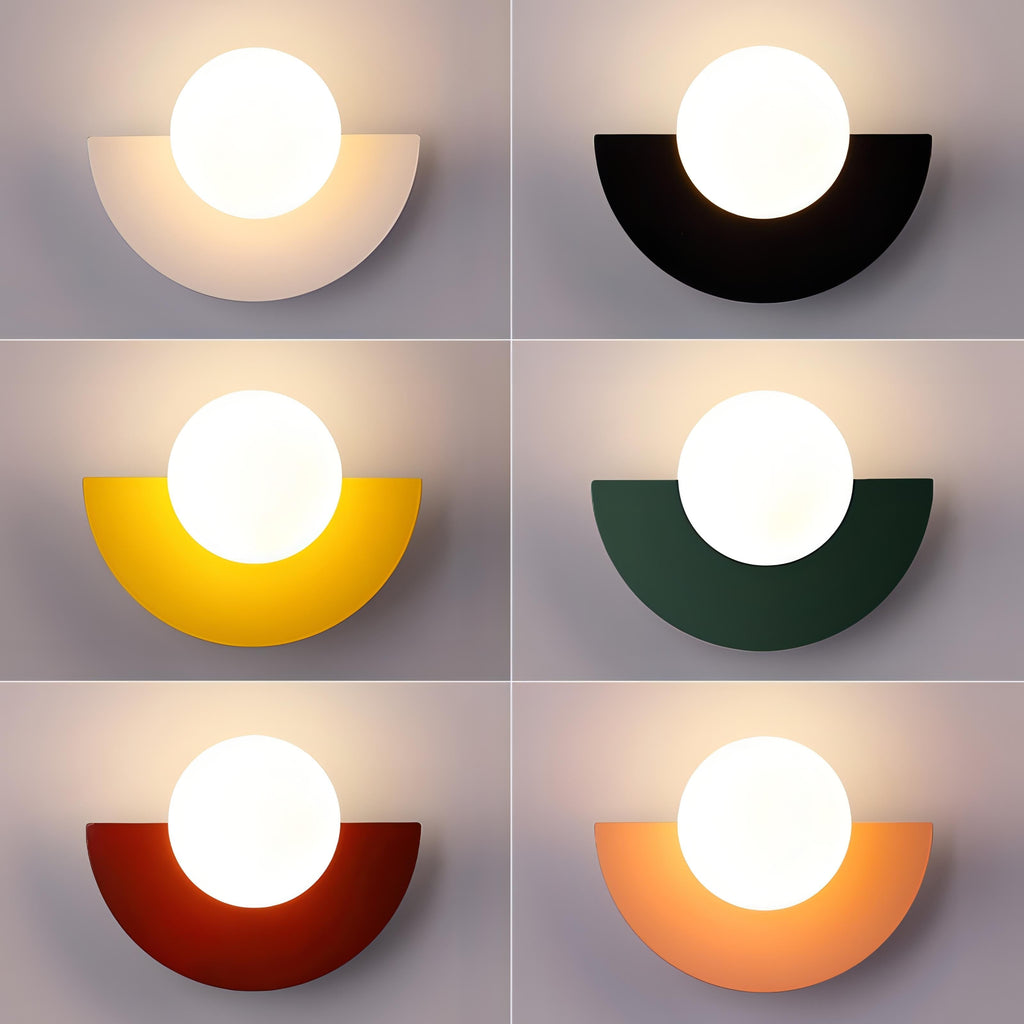 Modern Wall Light Sconce Frosted Globe Hardwired Semi Circle Scandinavian - Image 3