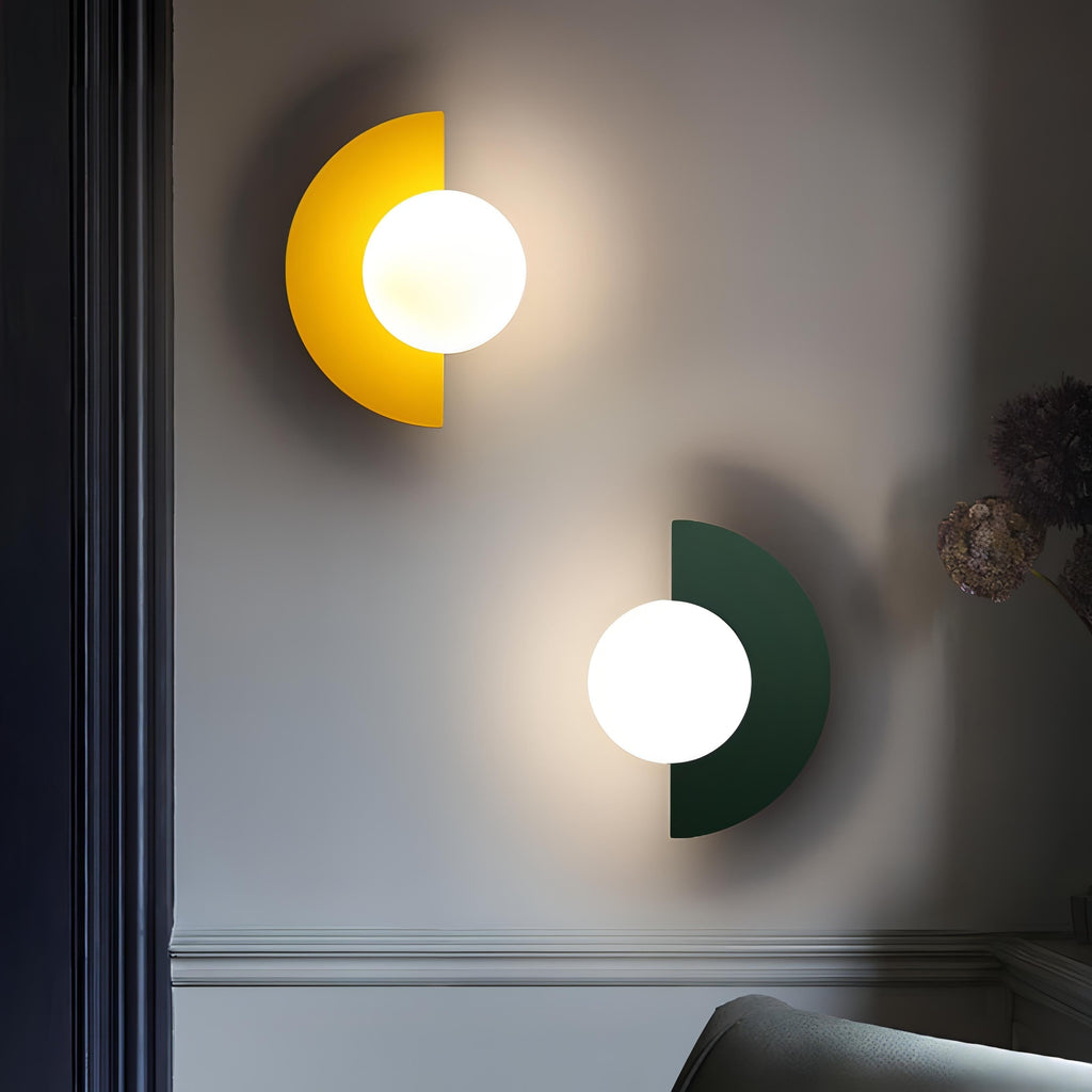 Modern Wall Light Sconce Frosted Globe Hardwired Semi Circle Scandinavian - Image 4