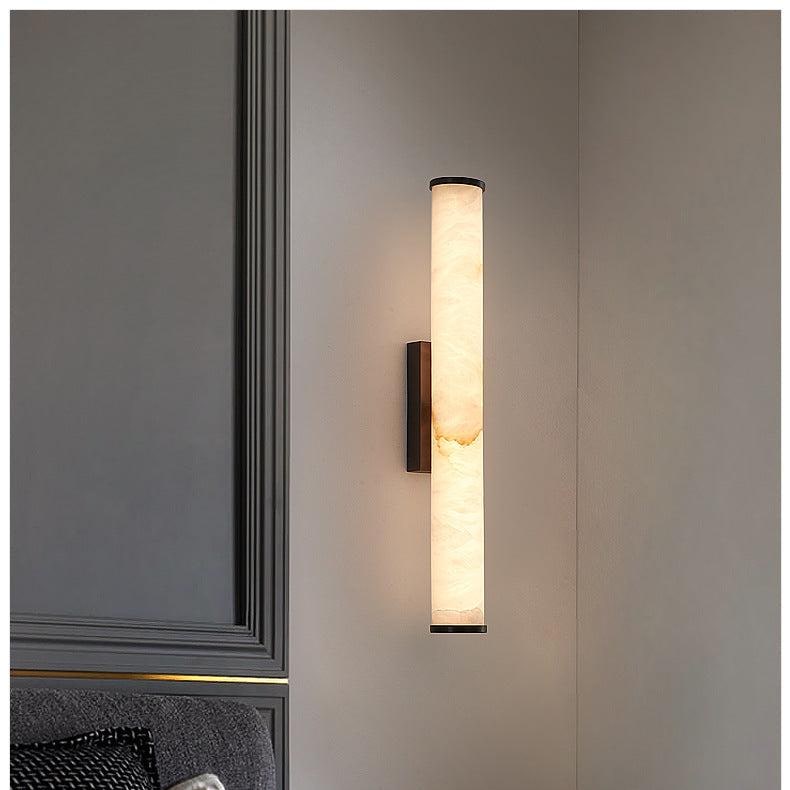 Modern Wall Sconce Light Marble Minimalist Flush Mount LED Brass - Image 1
