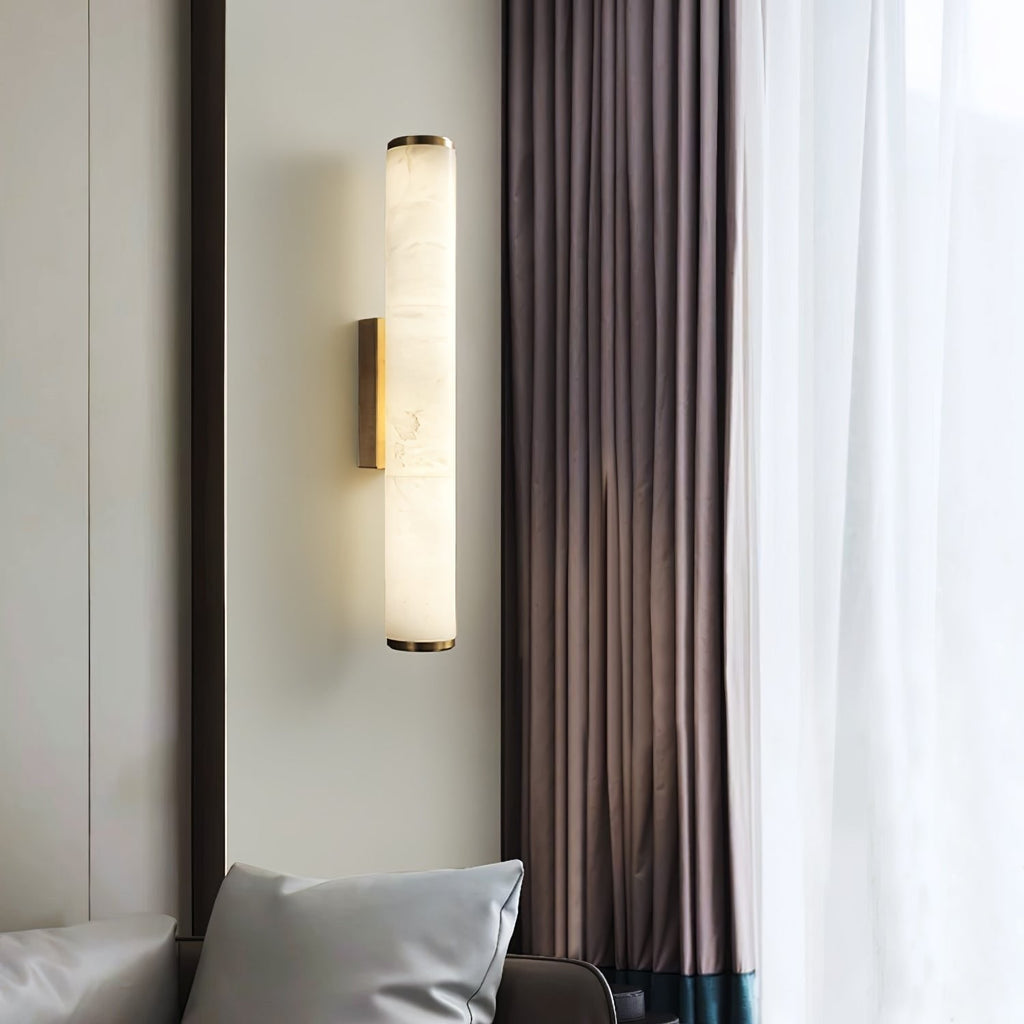 Modern Wall Sconce Light Marble Minimalist Flush Mount LED Brass - Image 2