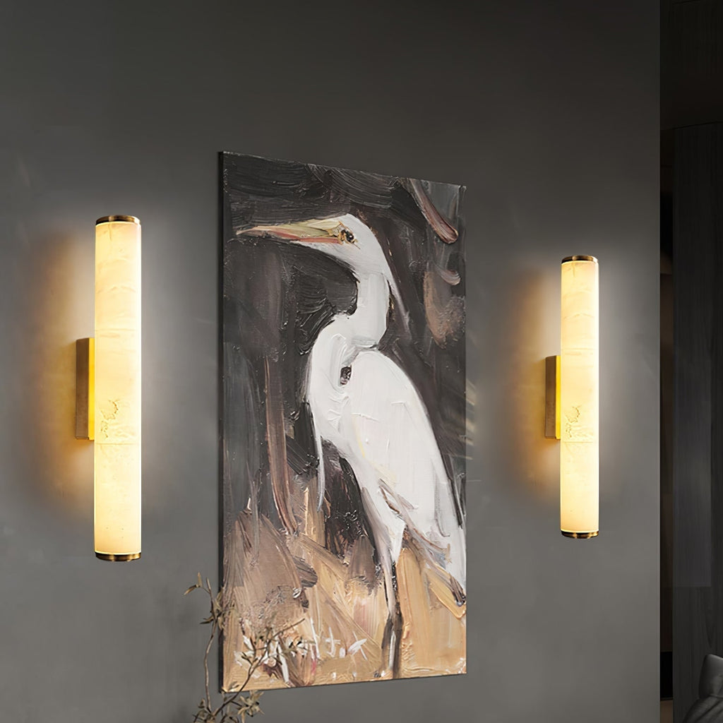 Modern Wall Sconce Light Marble Minimalist Flush Mount LED Brass - Image 4