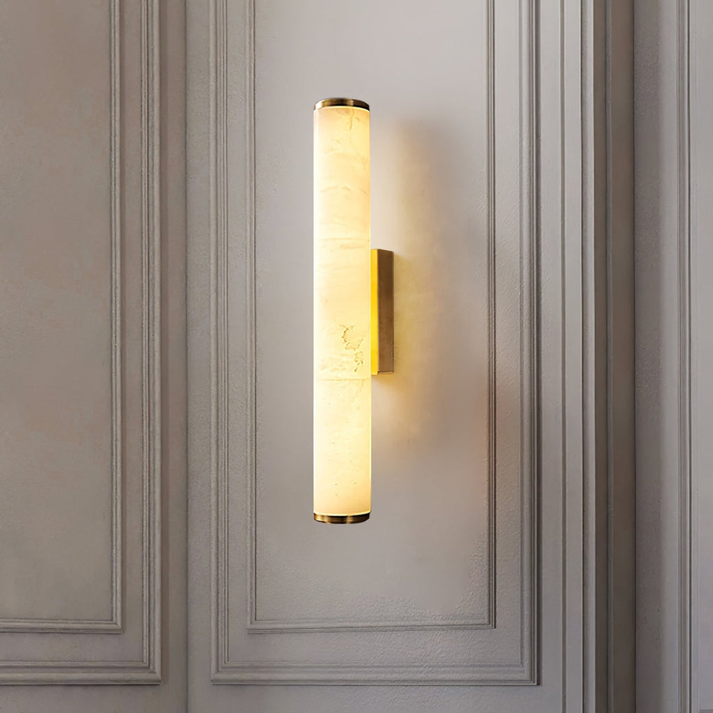 Modern Wall Sconce Light Marble Minimalist Flush Mount LED Brass - Image 5