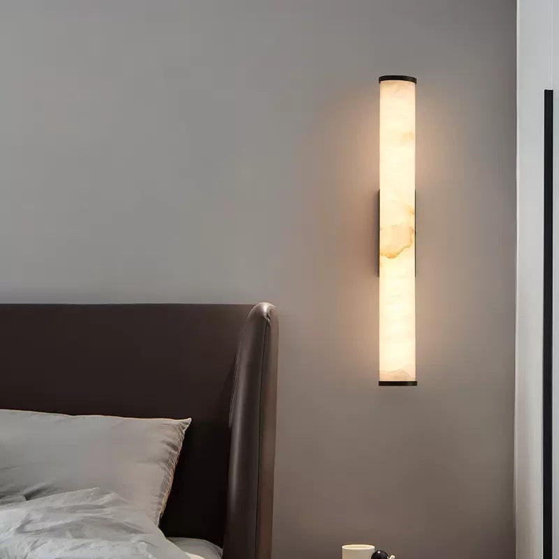 Modern Wall Sconce Light Marble Minimalist Flush Mount LED Brass - Image 7