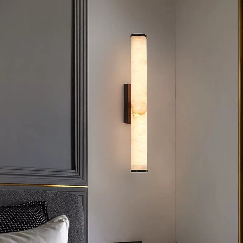 Modern Wall Sconce Light Marble Minimalist Flush Mount LED Brass - Image 8