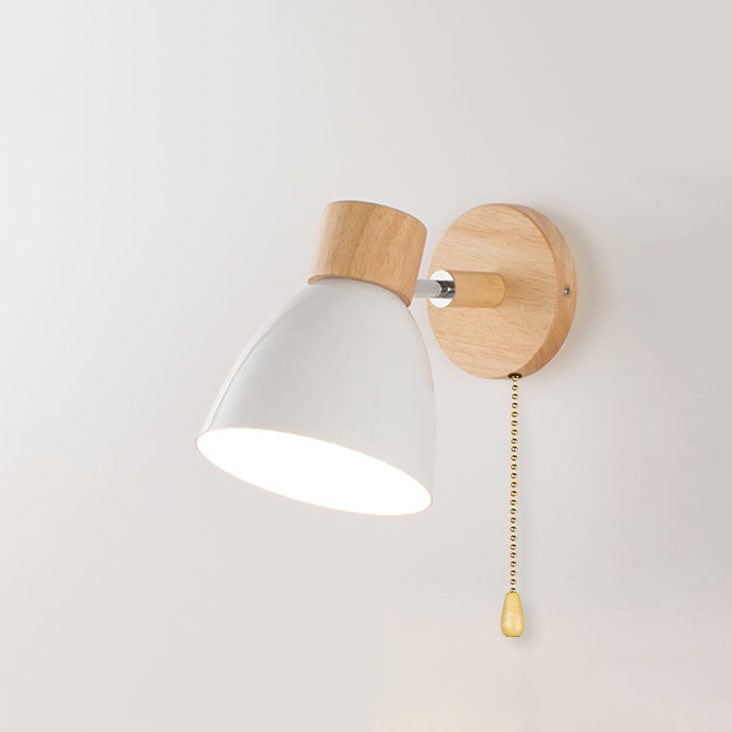 Modern Wall Sconce Mounted Light Fixture Adjustable Wood Pull Chain With Switch - Image 17