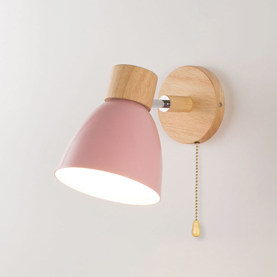 Modern Wall Sconce Mounted Light Fixture Adjustable Wood Pull Chain With Switch - Image 19