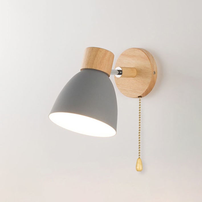 Modern Wall Sconce Mounted Light Fixture Adjustable Wood Pull Chain With Switch - Image 23