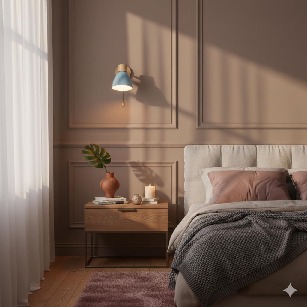 Modern Wall Sconce Mounted Light Fixture Adjustable Wood Pull Chain With Switch - Image 26