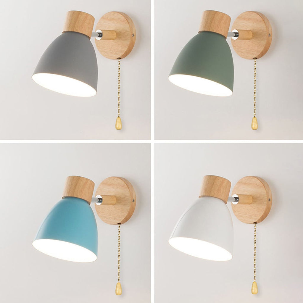Modern Wall Sconce Mounted Light Fixture Adjustable Wood Pull Chain With Switch - Image 31