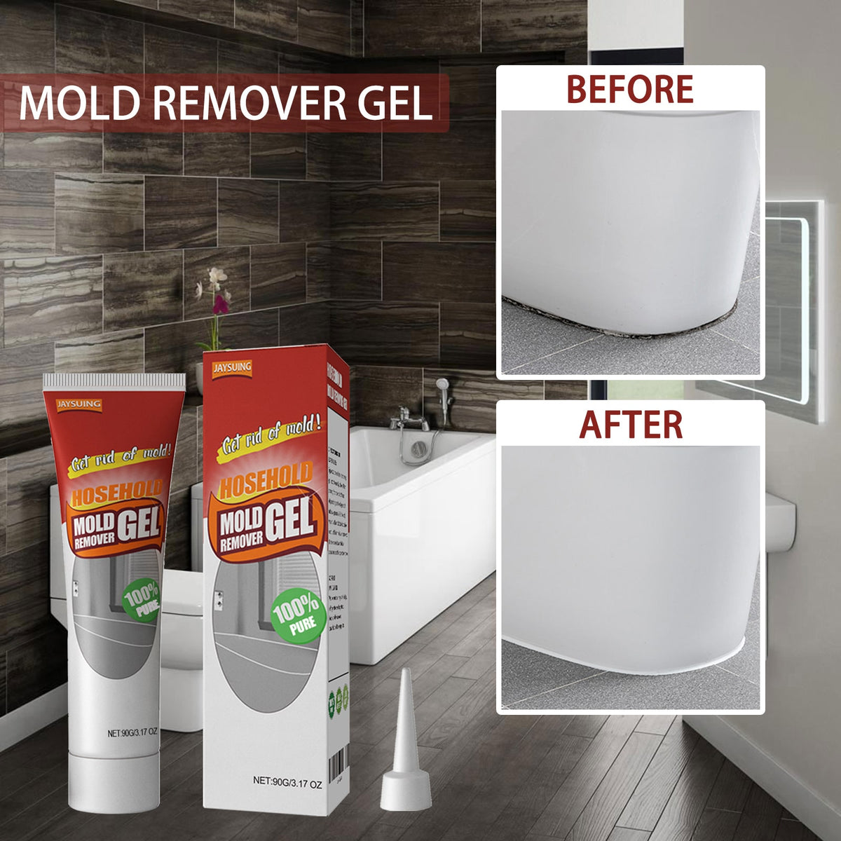 Mold and Mildew Remover Gel with Applicator Nozzle for Bathroom Tile Grout - Image 10