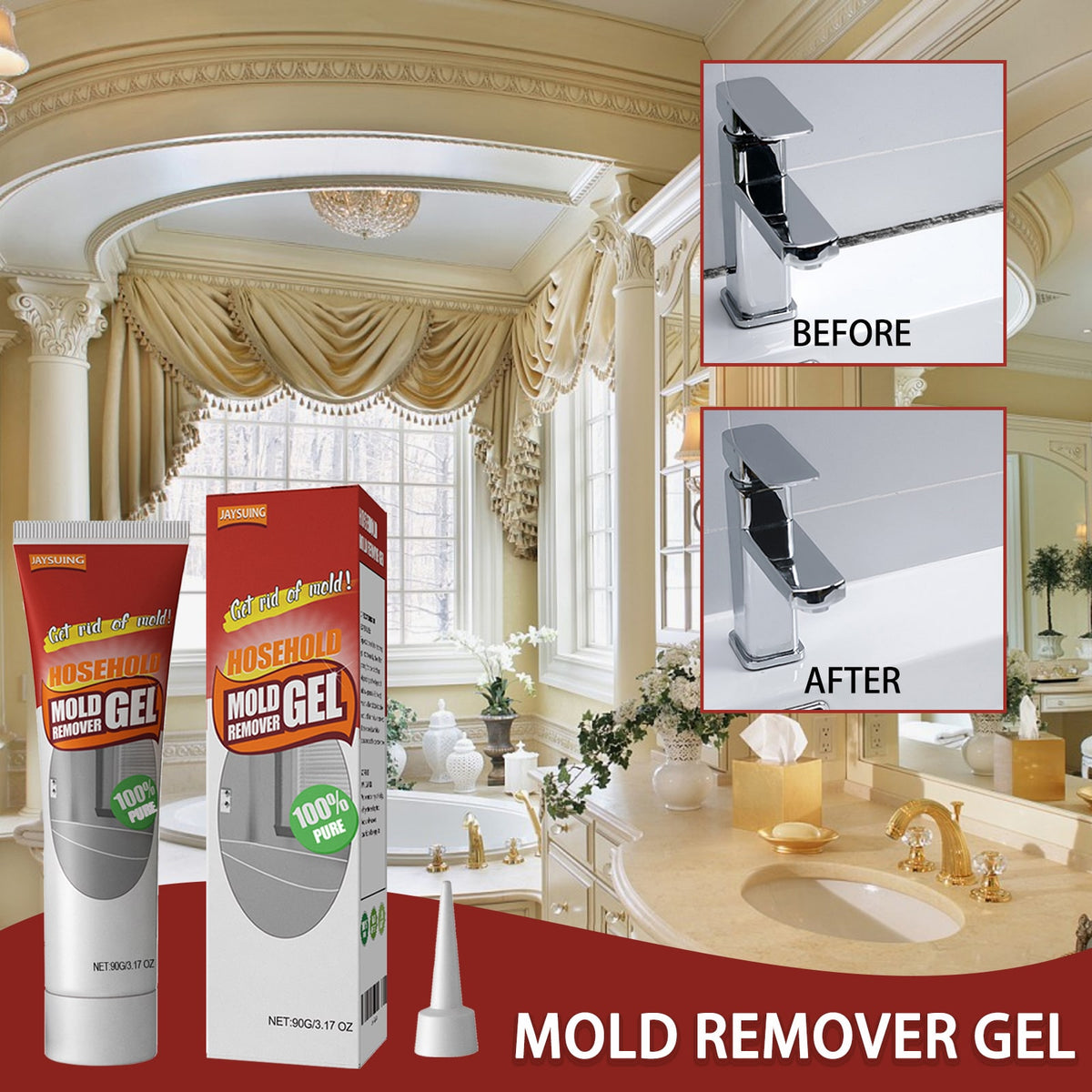 Mold and Mildew Remover Gel with Applicator Nozzle for Bathroom Tile Grout - Image 3
