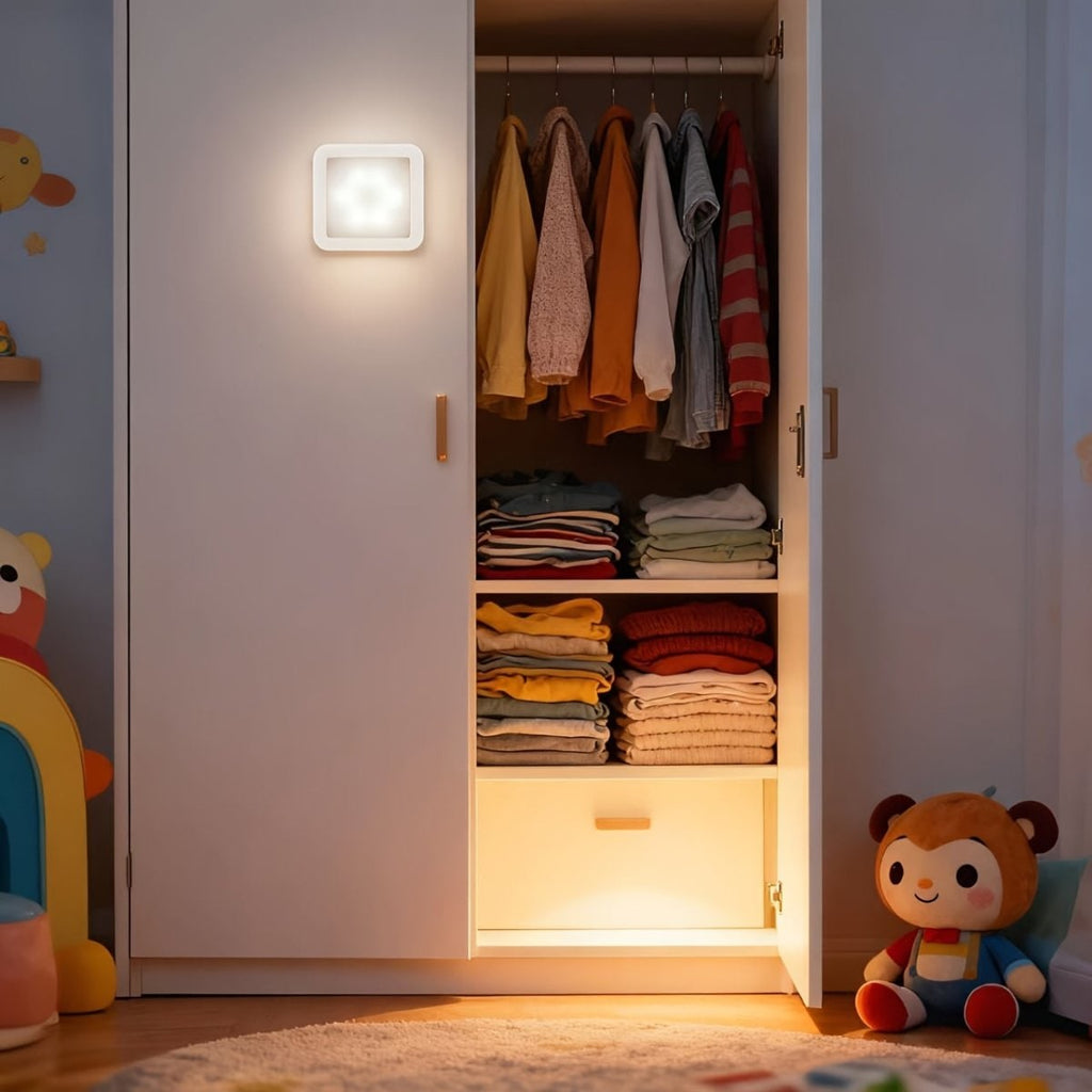 Motion Sensor Night Light Activated LED Wireless Battery Operated Stick White Square - Image 2