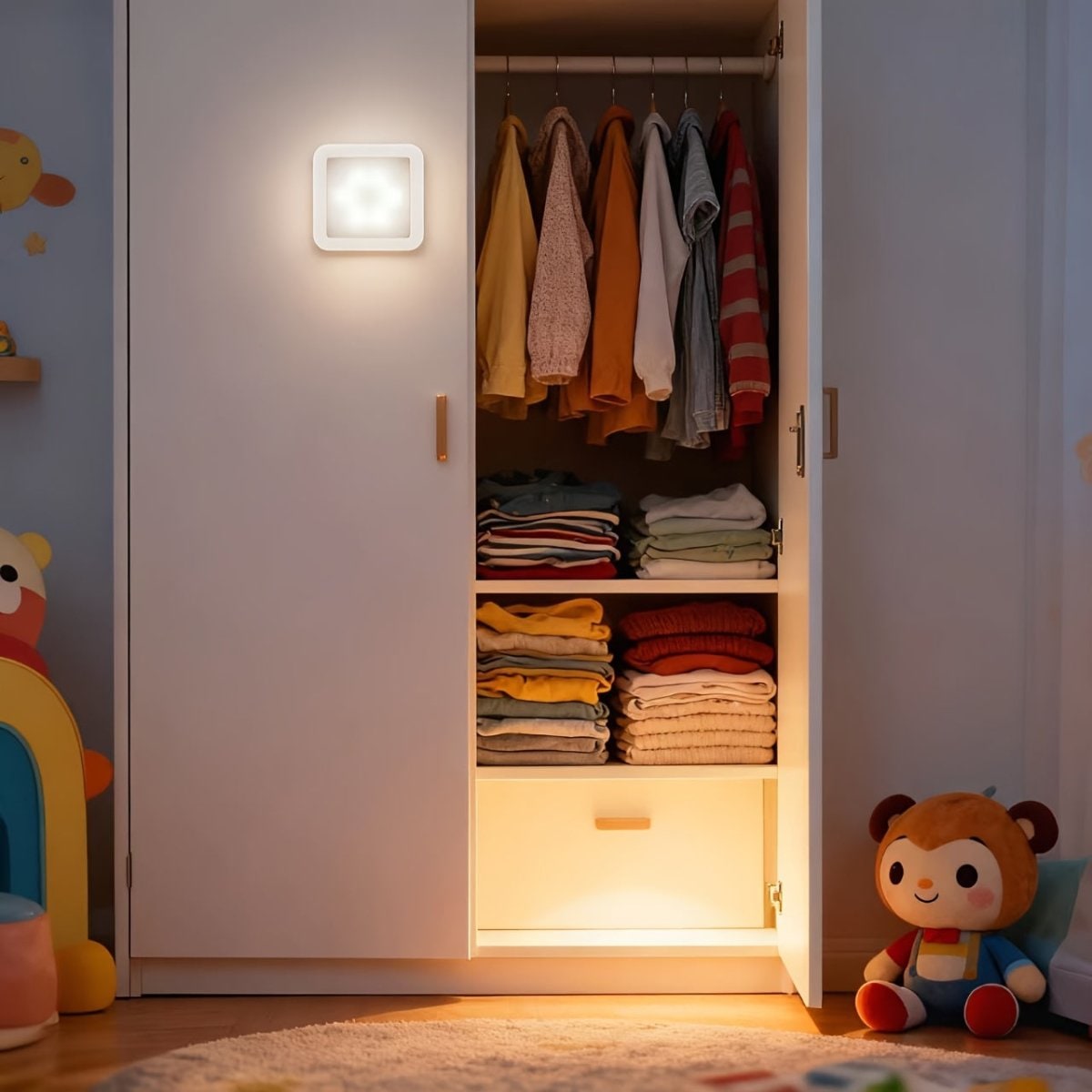 Motion Sensor Night Light Activated LED Wireless Battery Operated Stick White Square - Image 2
