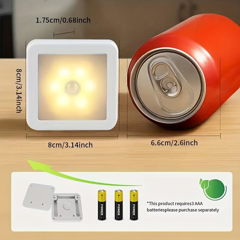 Motion Sensor Night Light Activated LED Wireless Battery Operated Stick White Square - Image 5