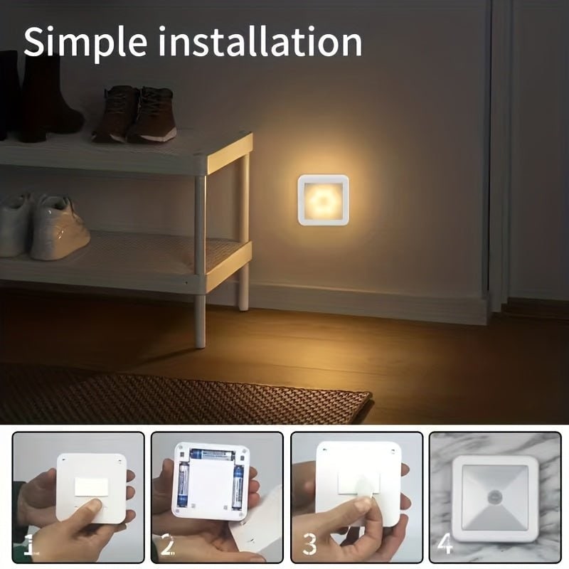 Motion Sensor Night Light Activated LED Wireless Battery Operated Stick White Square - Image 7