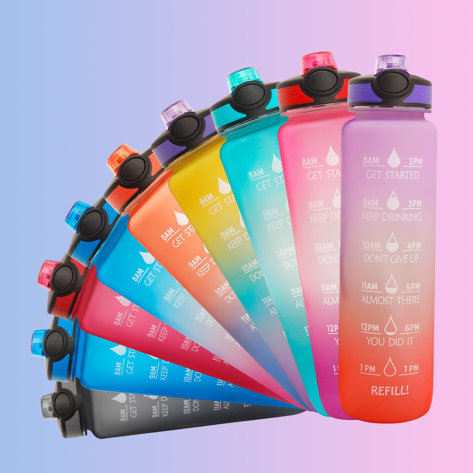 Motivational Sports Water Bottle with Fruit Infuser Time Markers and Flip-Top Lid 32 Oz - Image 11