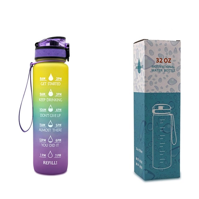 Motivational Sports Water Bottle with Fruit Infuser Time Markers and Flip-Top Lid 32 Oz - Image 12