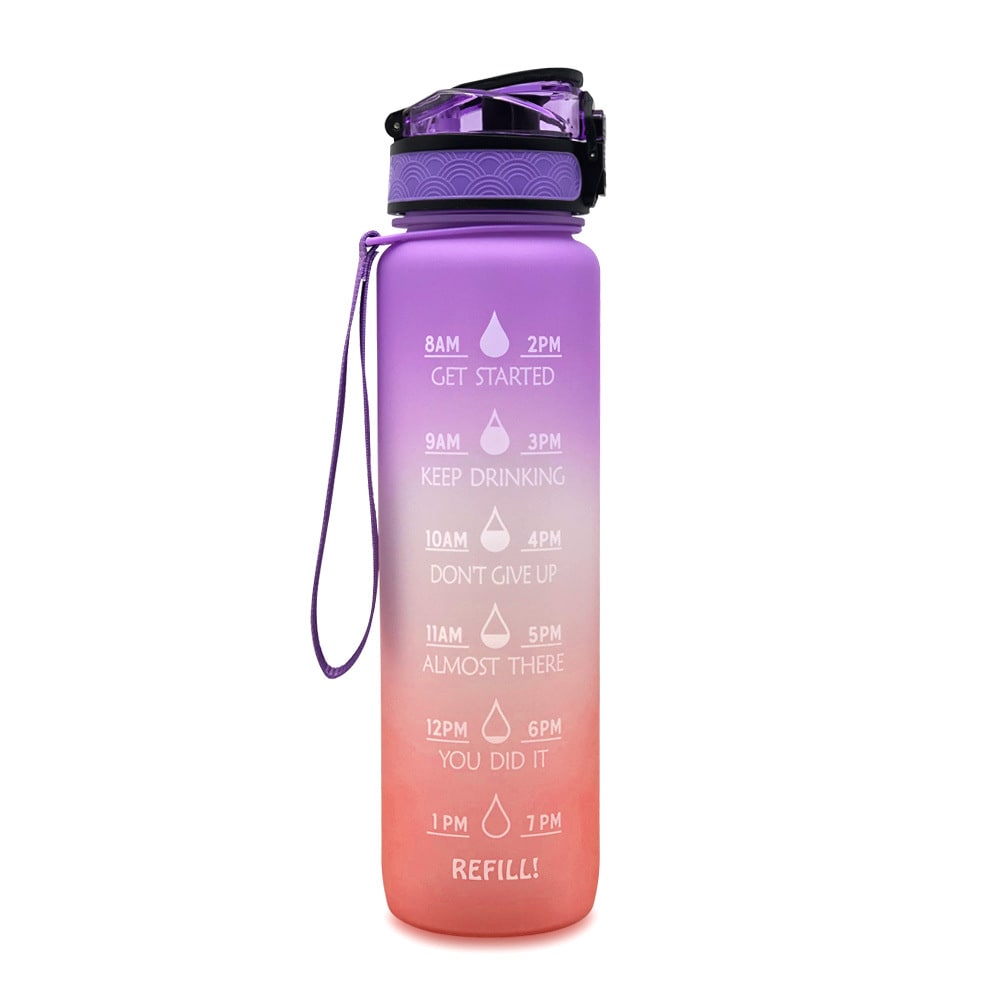 Motivational Sports Water Bottle with Fruit Infuser Time Markers and Flip-Top Lid 32 Oz - Image 14