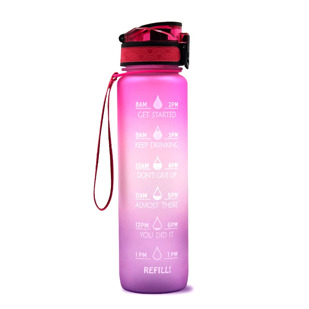 Motivational Sports Water Bottle with Fruit Infuser Time Markers and Flip-Top Lid 32 Oz - Image 16