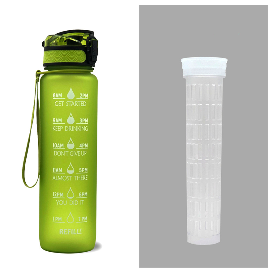Motivational Sports Water Bottle with Fruit Infuser Time Markers and Flip-Top Lid 32 Oz - Image 18