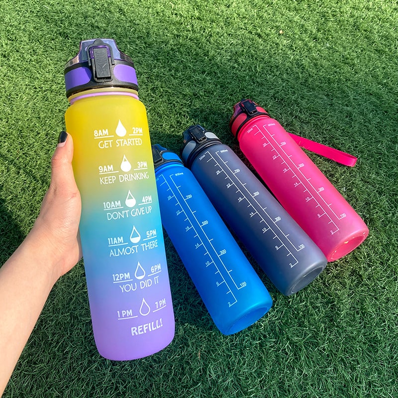 Motivational Sports Water Bottle with Fruit Infuser Time Markers and Flip-Top Lid 32 Oz - Image 19